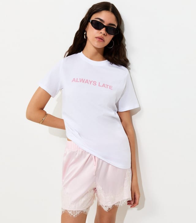 New Look Women's White Cotton Always Late Relaxed T-Shirt New Look - 2