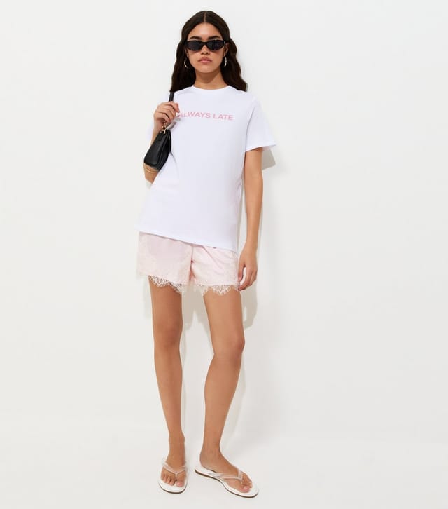 New Look Women's White Cotton Always Late Relaxed T-Shirt New Look - 3