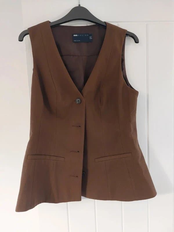 ASOS Brown peplum waistcoat from Asos, size 10 NWT