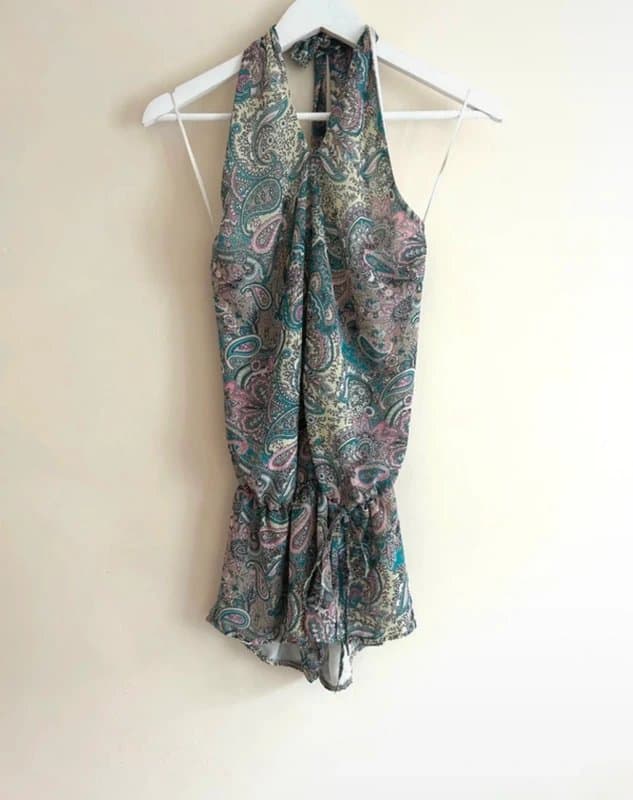 Next 🩷 Next Paisley Halterneck Playsuit Boho Festival Summer Beach Coachella Y2K UK 8 🩷