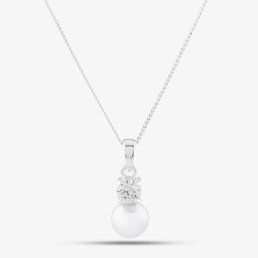 T.H.Baker T.H.Baker Women's Sterling Silver Crystal Pearl Drop Pendant 8.63.3994 - 1