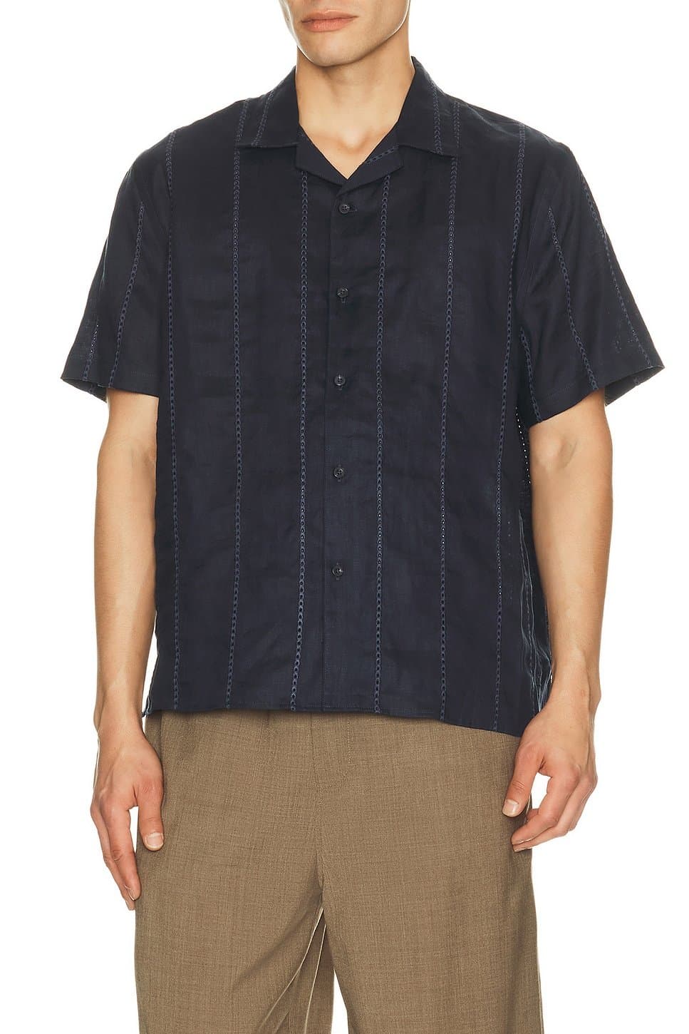 revolve Revolve Coastal Linen Eyelet Stripe Shirt