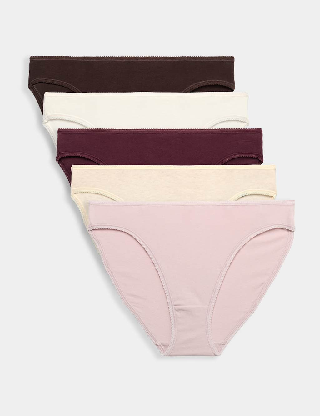 Marks & Spencer M&S 5pk Cotton Rich Lycra® High Leg Knickers Bitter Chocolate