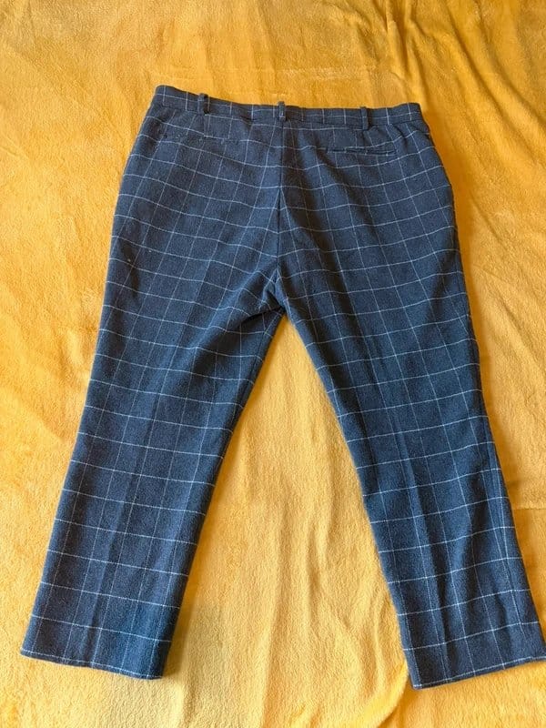 ASOS Men's Blue & White Chequered High-Waisted Trousers