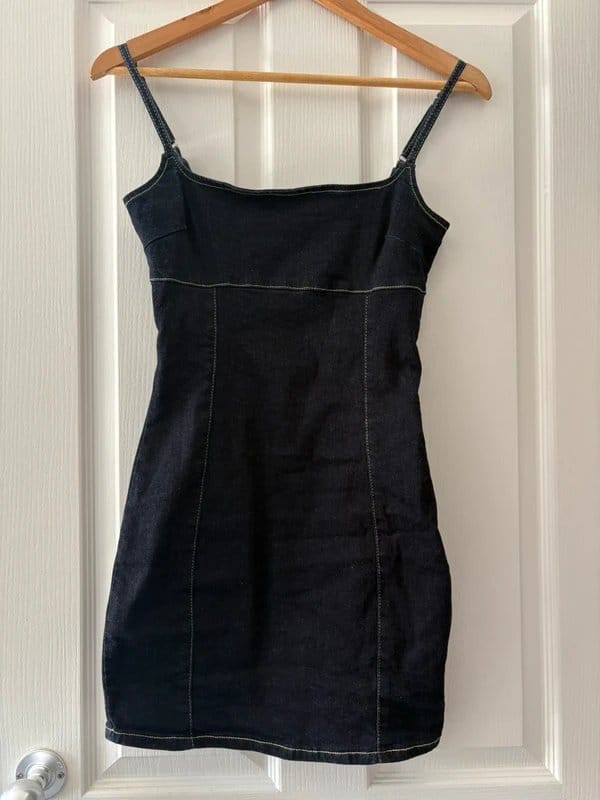 Bershka Navy Denim Mini Dress
