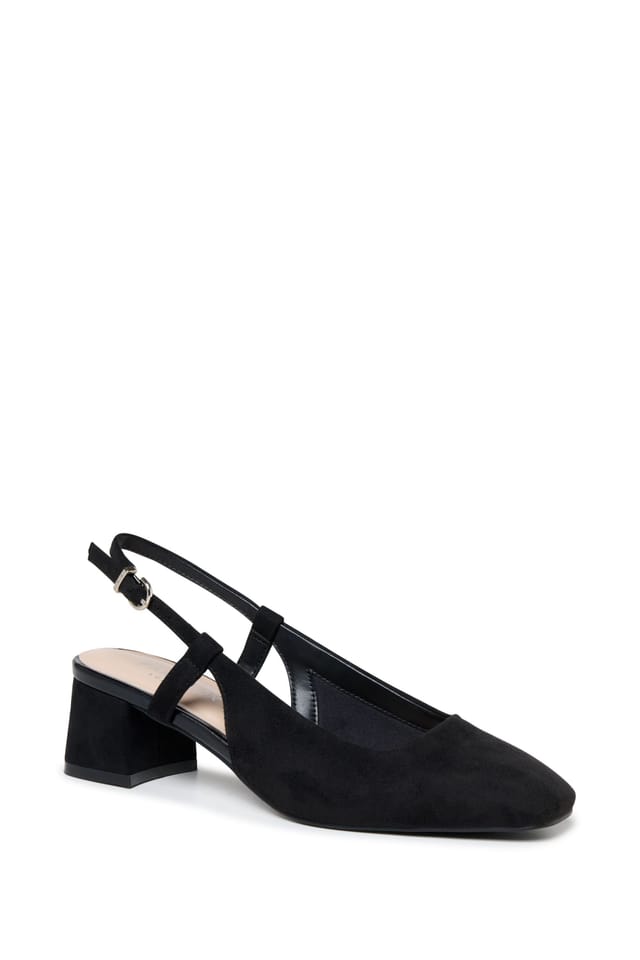 Paradox London Paradox London Women's Tracy' Square Toe Block Heel Slingback Shoes in Black - 3