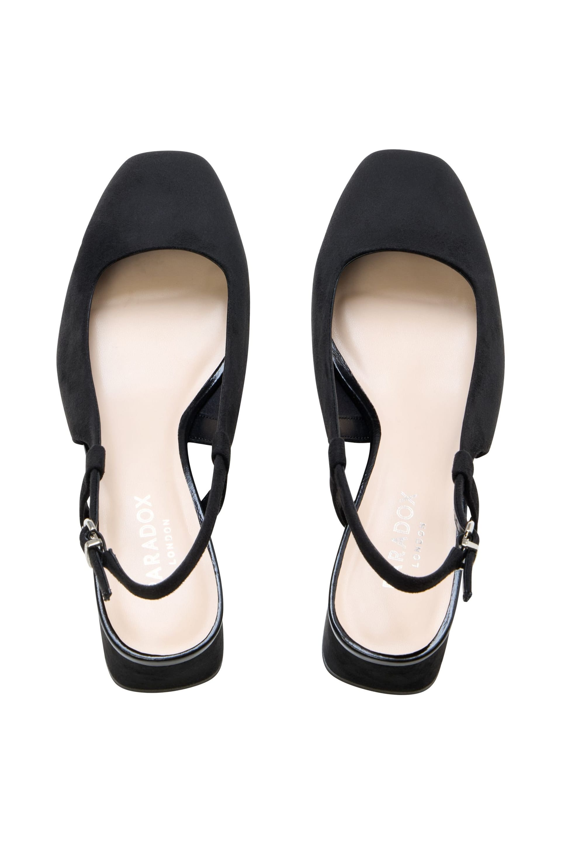 Paradox London Paradox London Women's Tracy' Square Toe Block Heel Slingback Shoes in Black - 4