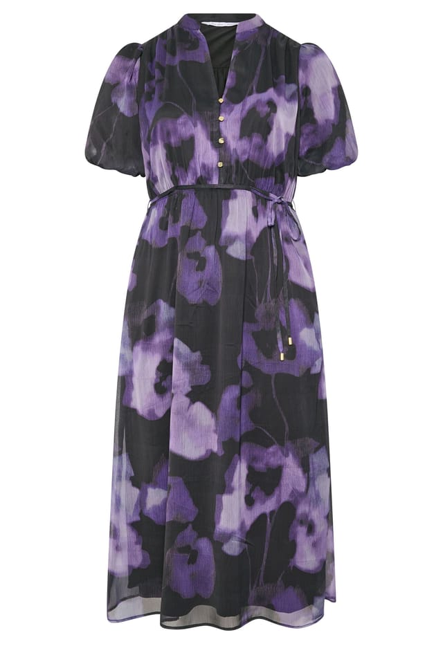 Yours Yours Women's Puff Sleeve Shirt Dress in Purple - 2