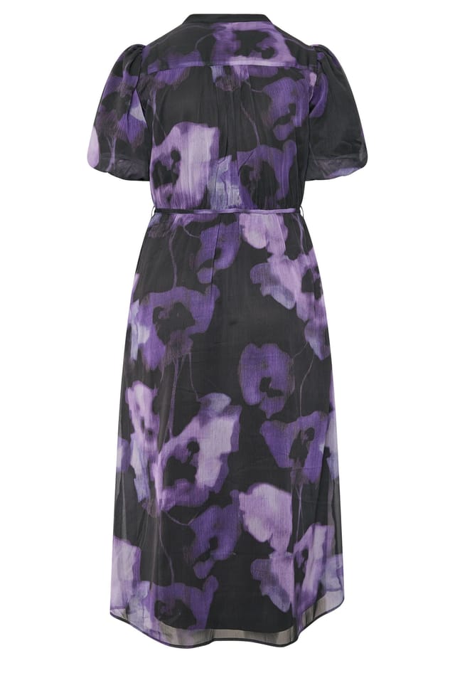 Yours Yours Women's Puff Sleeve Shirt Dress in Purple - 3