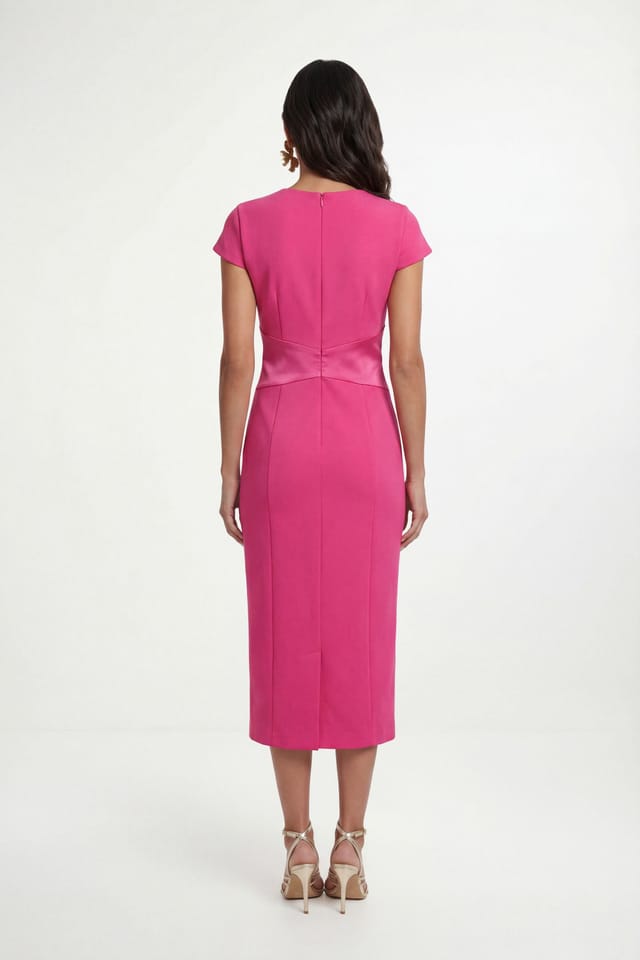 Wallis Wallis Women's Scuba Crepe Wrap Waist Midi Dress in Pink - 2