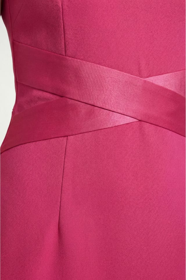 Wallis Wallis Women's Scuba Crepe Wrap Waist Midi Dress in Pink - 3