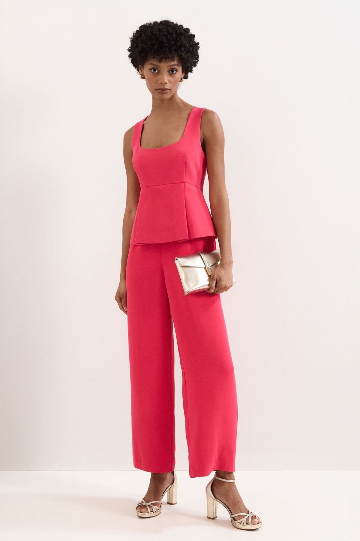 Phase Eight Phase Eight Women's Jovelle Square Neck Peplum Jumpsuit in Bright Pink