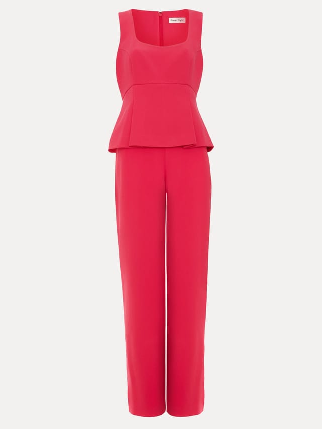 Phase Eight Phase Eight Women's Jovelle Square Neck Peplum Jumpsuit in Bright Pink - 2