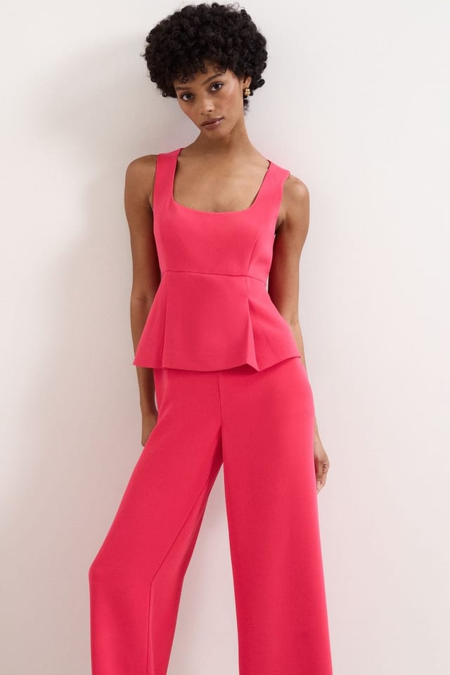Phase Eight Phase Eight Women's Jovelle Square Neck Peplum Jumpsuit in Bright Pink - 3