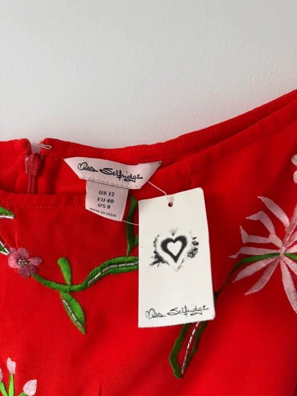 Miss Selfridge Miss Selfridge Red Embellished Floral Mini Skirt UK 12