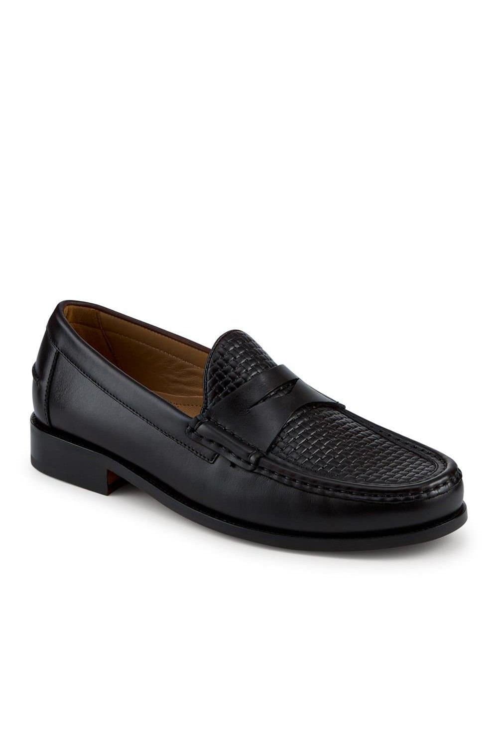 Jones Bootmaker Jones Bootmaker Men's Quill Smart Leather Penny Loafers in Dark Brown