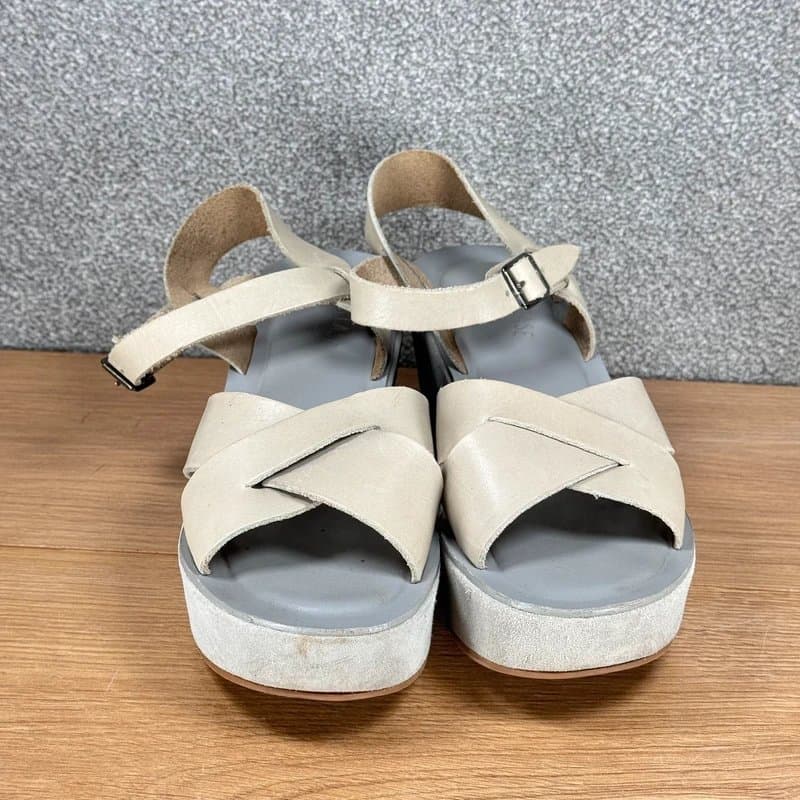 Kork-Ease Kork-Ease Ava 2.0 Platform Wedge Sandals Cream Leather Women’s UK 7 EU 40