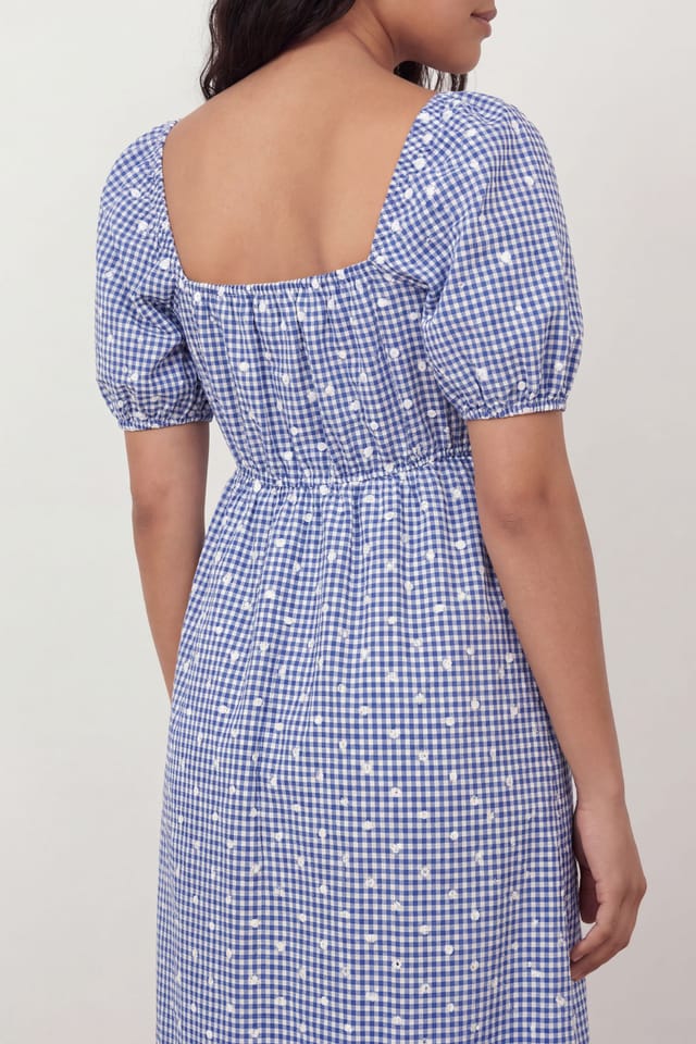Lovedrobe Lovedrobe Women's Gingham & Polka Dot Short Sleeve Midaxi Dress in Blue - 3