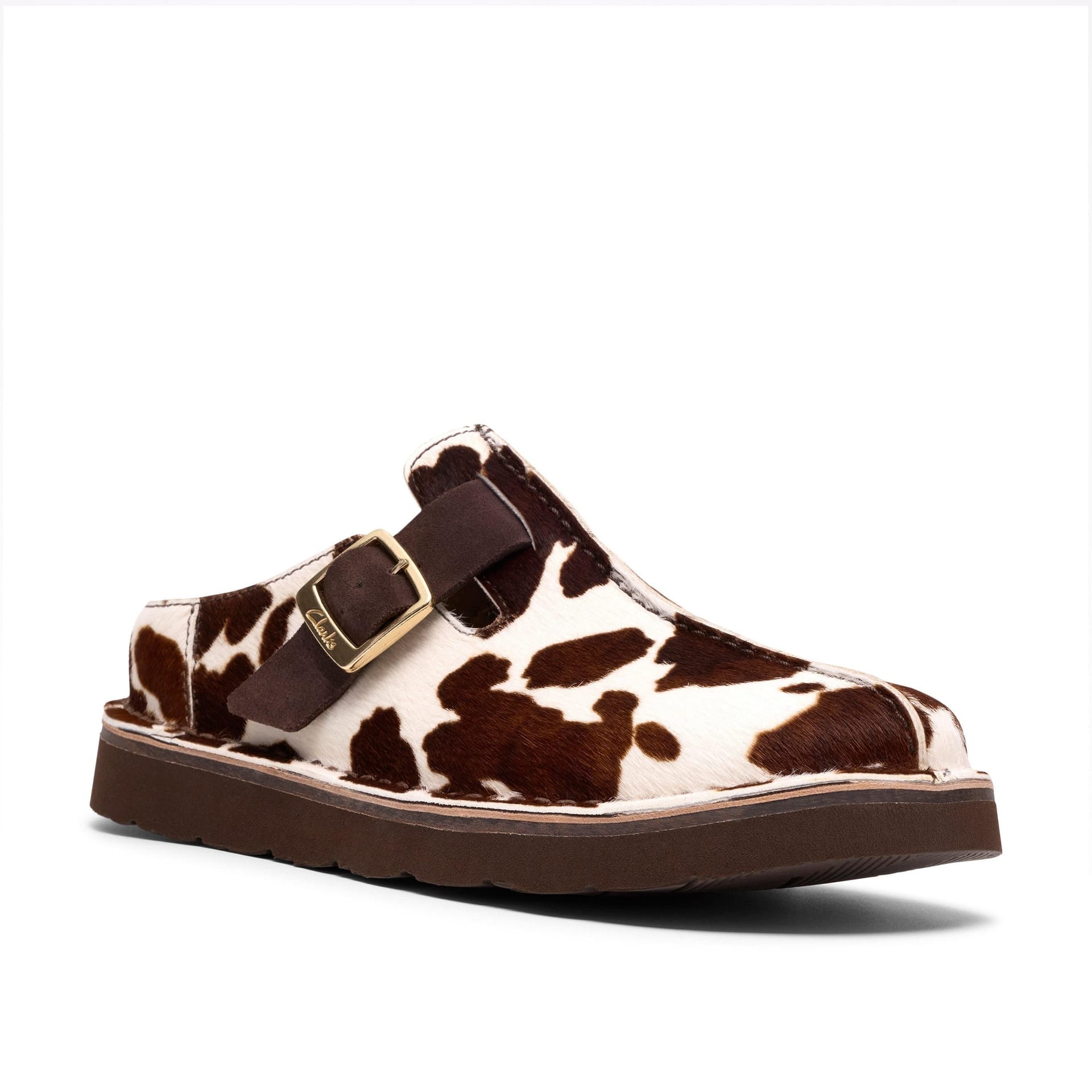 Clarks Clarks Women's Solsbury Mule Cow Print Mules, Slip Ons in Brown - 4