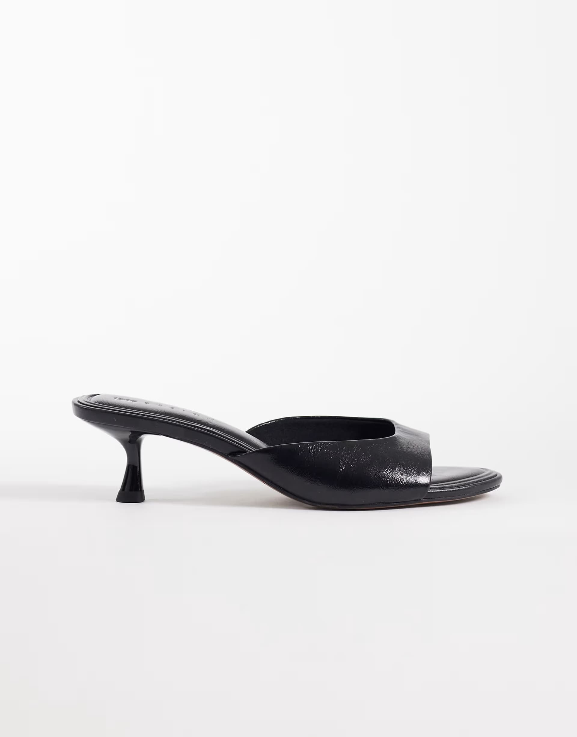 ASOS ASOS Black Leather Kitten Heel Mules