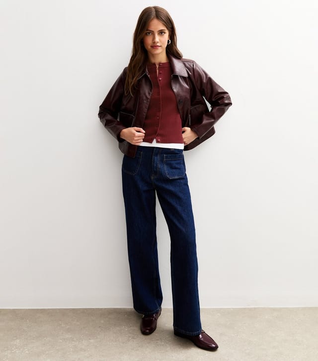 New Look Women's Dark Red Compact Knit Crew Neck Cardigan New Look - 2