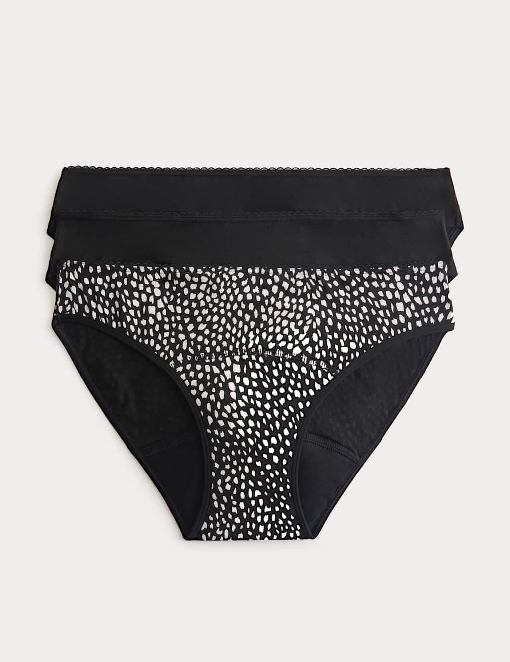 Marks & Spencer M&S 3 Pack Cotton Rich Period Bikini Knickers White Mix