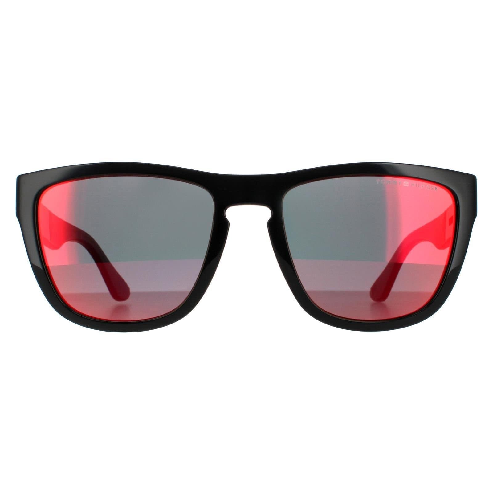 Tommy Hilfiger Tommy Hilfiger Men's Square Black Red Mirror Sunglasses