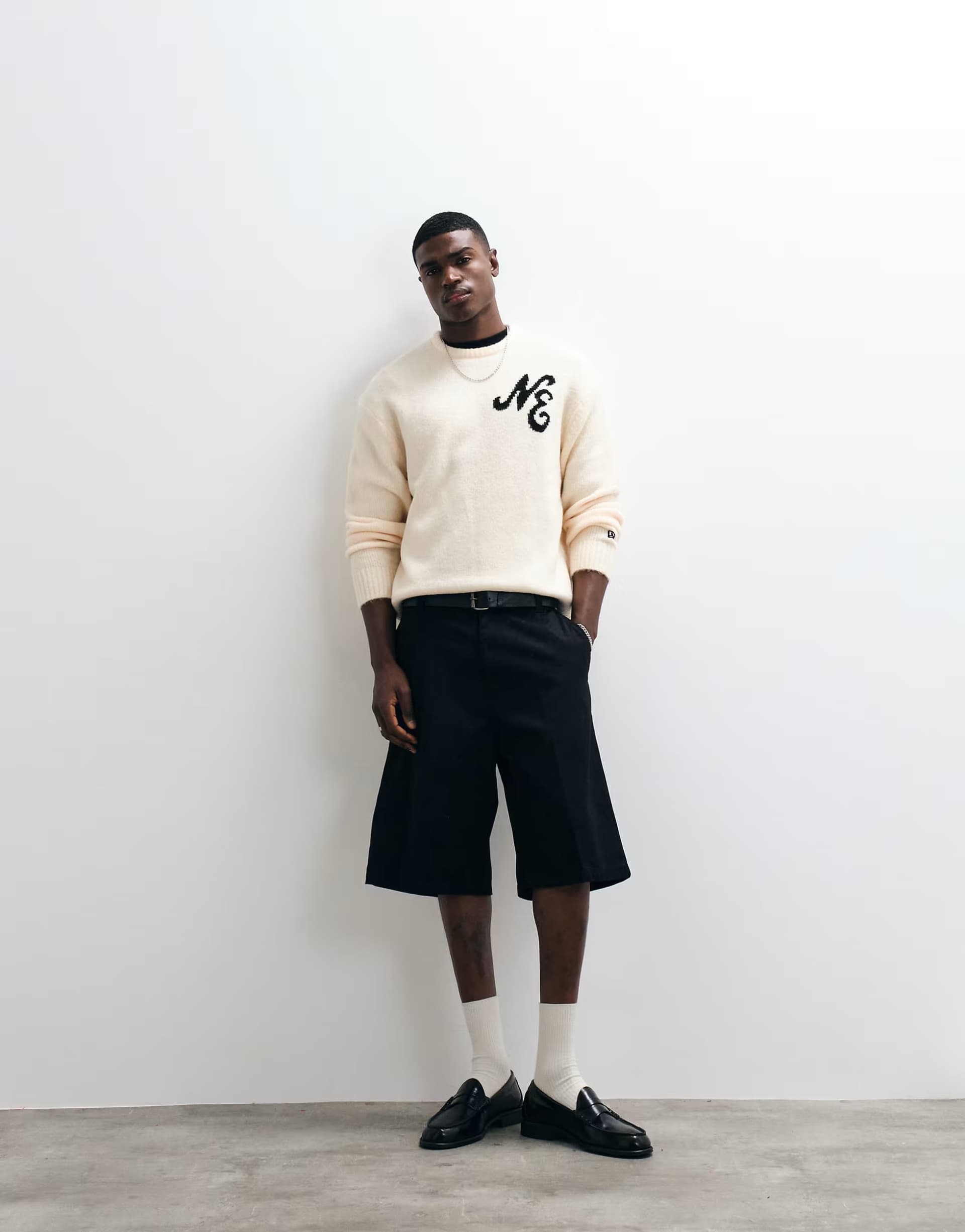 ASOS New Era logo knitted jumper in beige