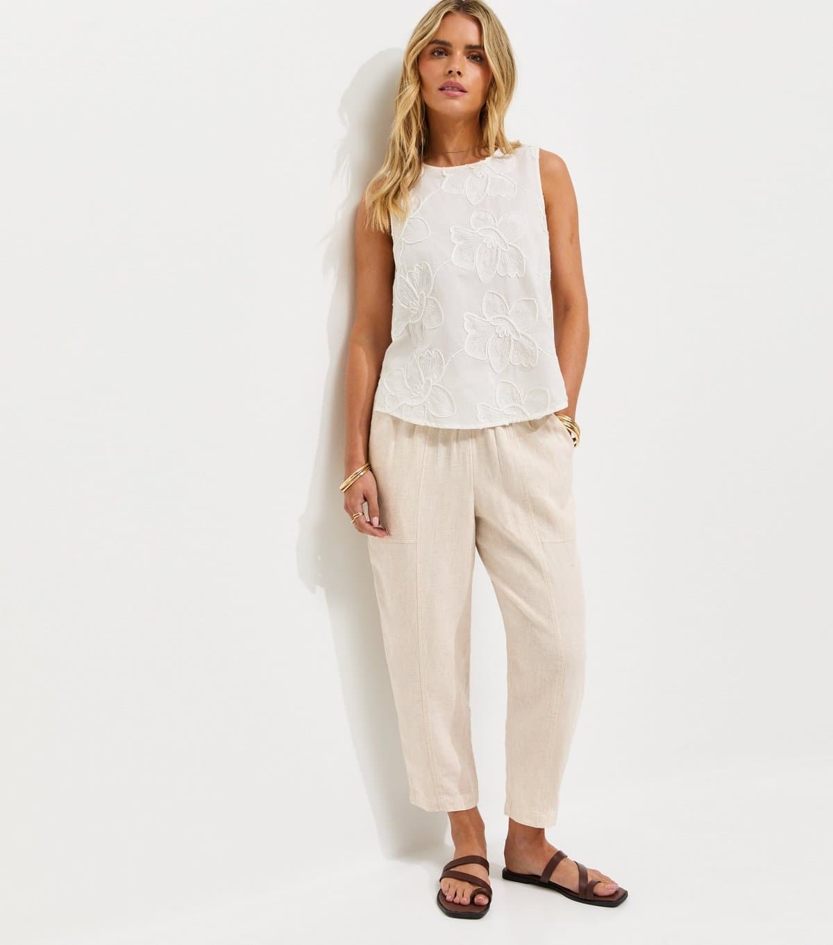 New Look Women's Petite Stone Tapered Leg Trousers New Look