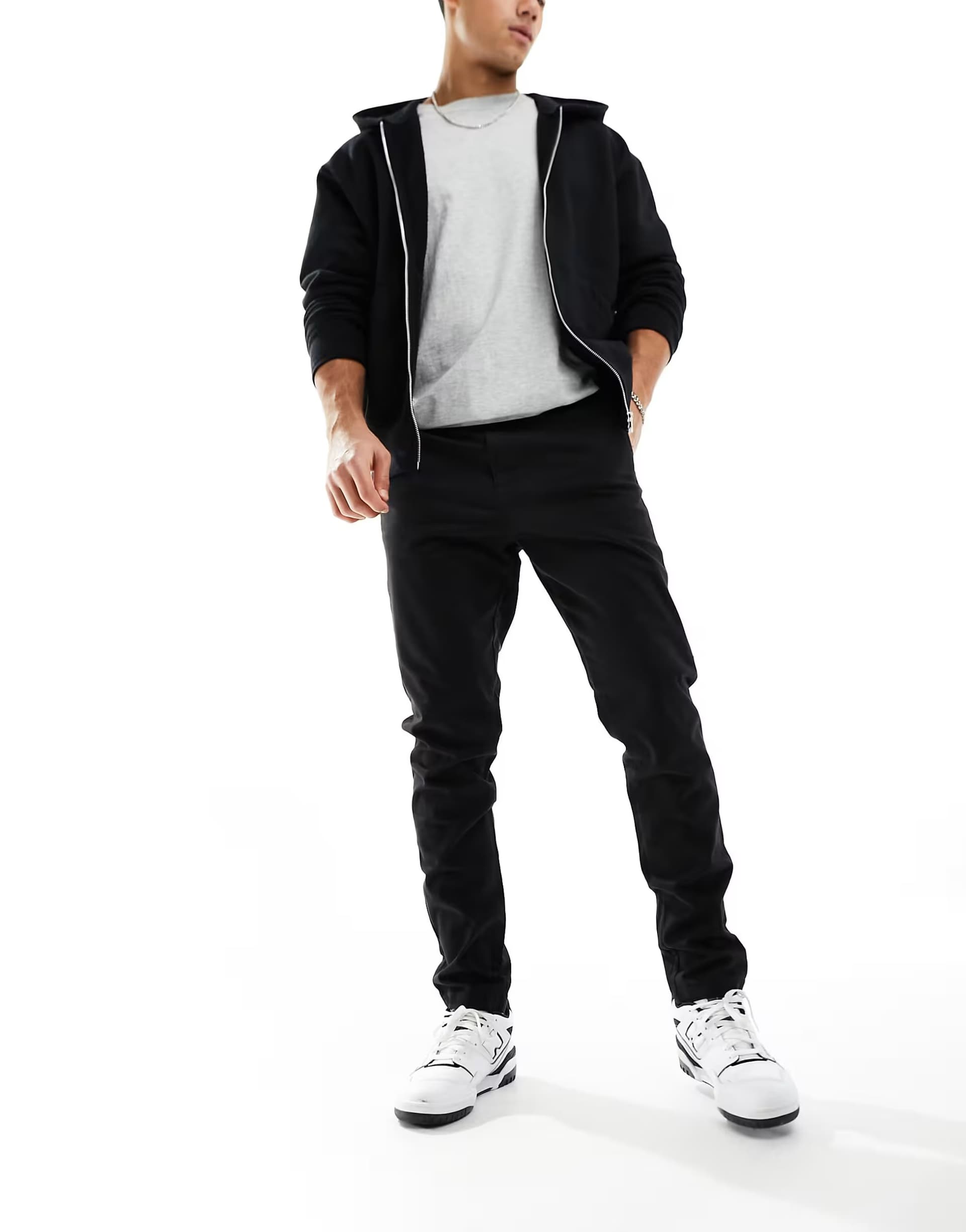 ASOS Jack & Jones Intelligence slim fit chinos in black