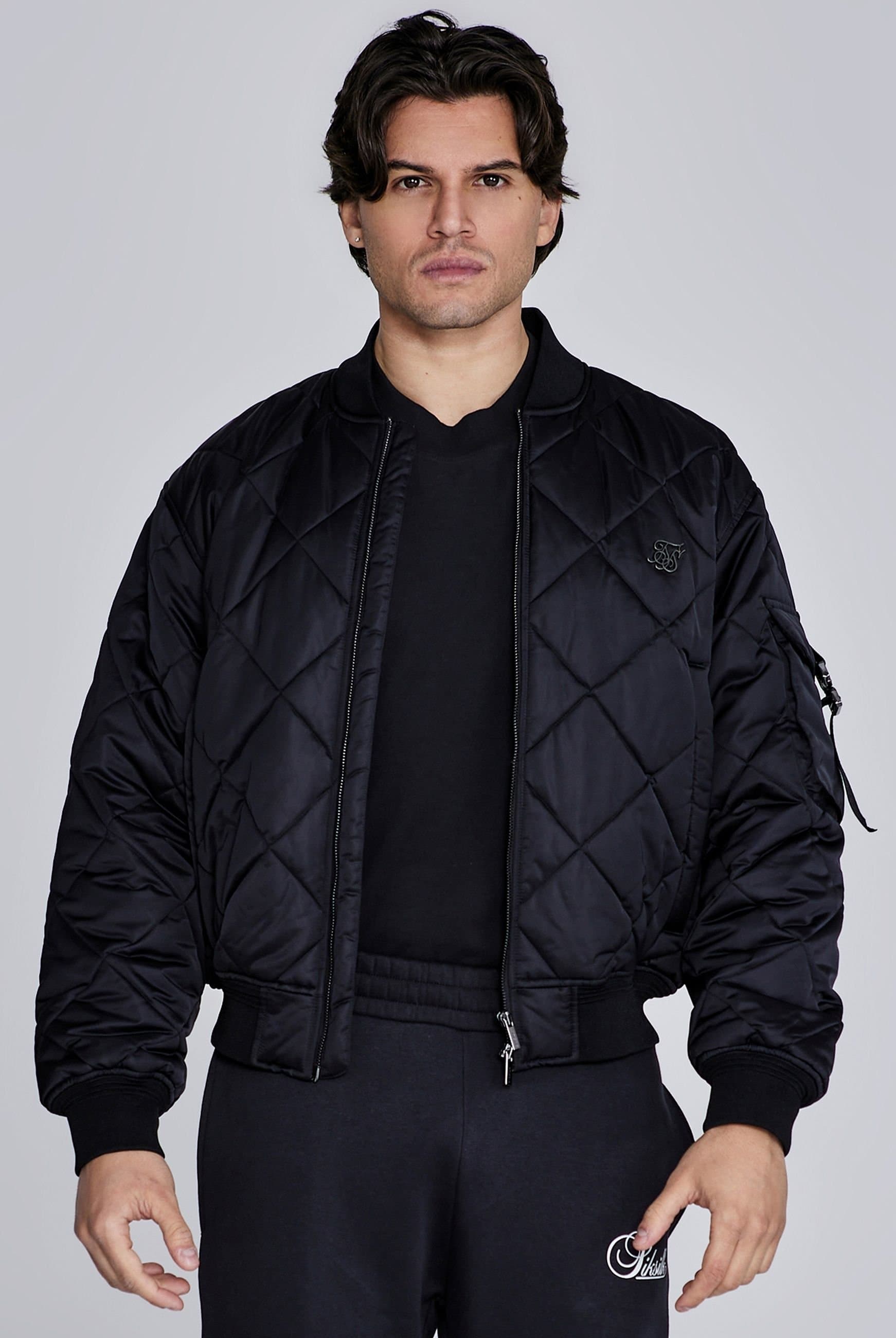 SikSilk SikSilk Men's Bomber Jacket in Black