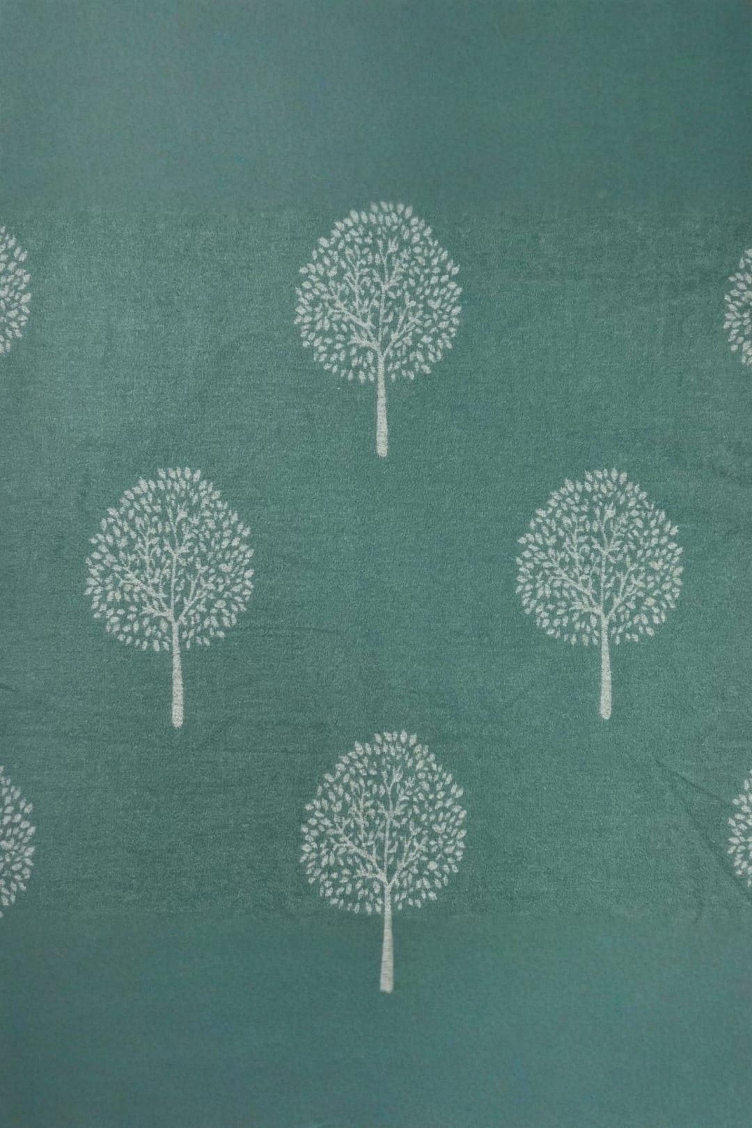 SVNX SVNX Women's Tree Print Cashmere Blend Scarf With Tassels in Green - 2