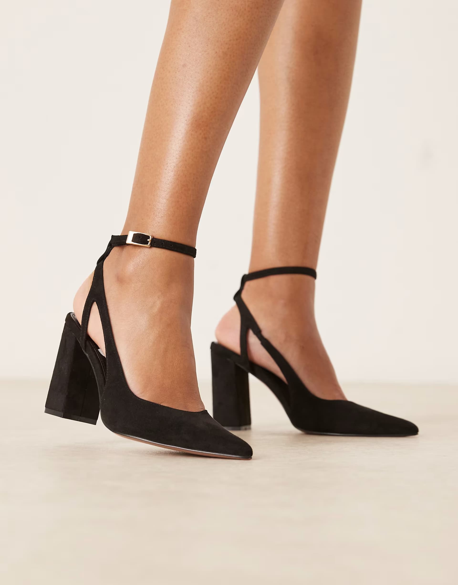 ASOS ASOS DESIGN Wide Fit Paisley high block heel shoes in black