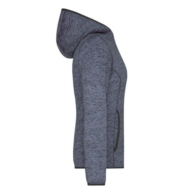 James and Nicholson James and Nicholson Women's Knitted Fleece Hoodie in Dark Grey - 3