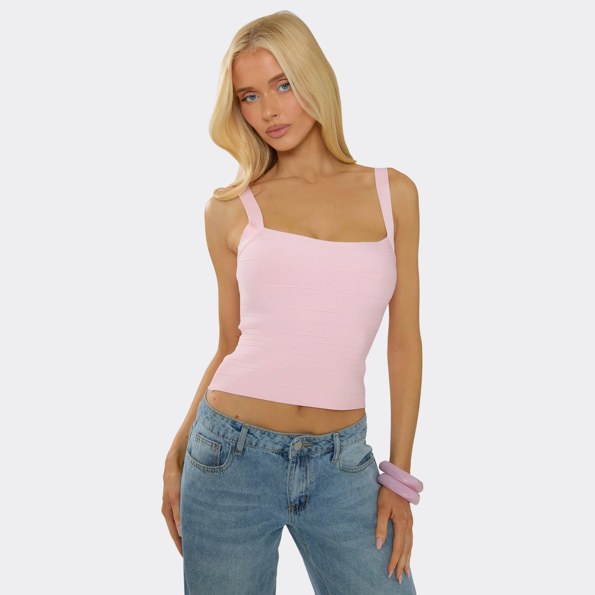 EGO EGO Pink Bandage Square Neck Vest Top