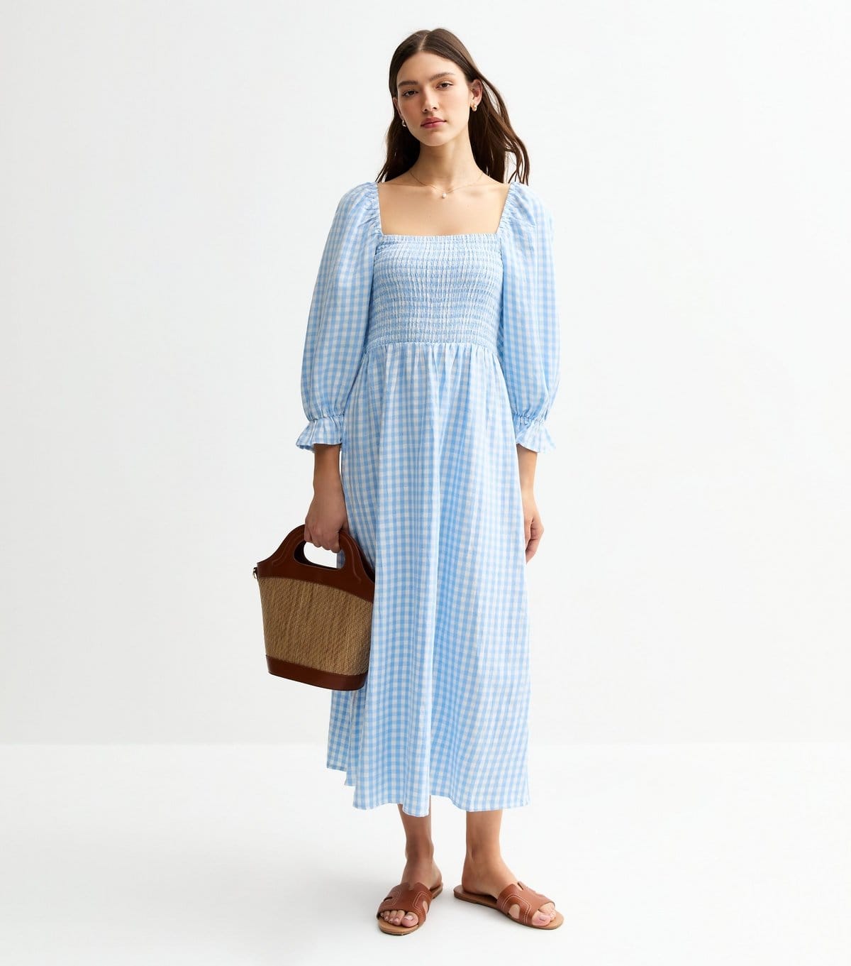 New Look Women's Blue Gingham Check Midi Dress New Look - 4