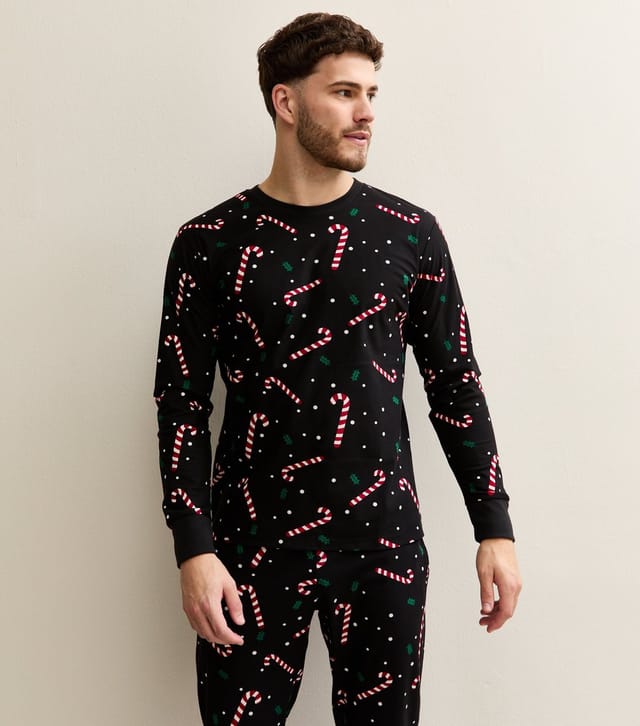 jack & jones Men's Black Candy Cane Printed Lounge Set Jack & Jones New Look - 2