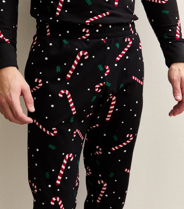 jack & jones Men's Black Candy Cane Printed Lounge Set Jack & Jones New Look - 3