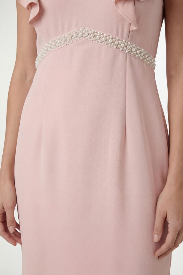 Wallis Wallis Women's Petite Crepe Embellsihed Pencil Dress in Blush - 2