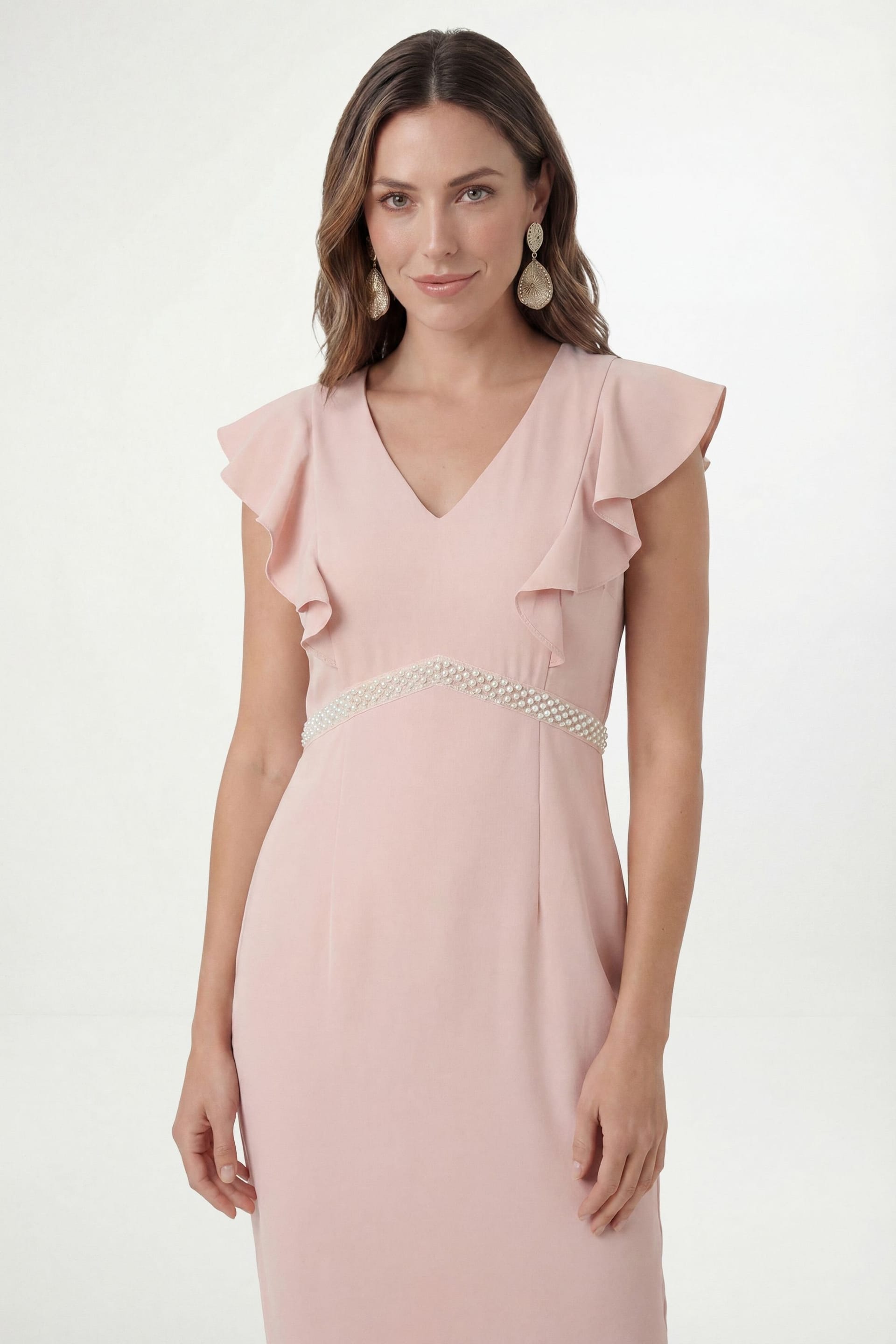 Wallis Wallis Women's Petite Crepe Embellsihed Pencil Dress in Blush - 4