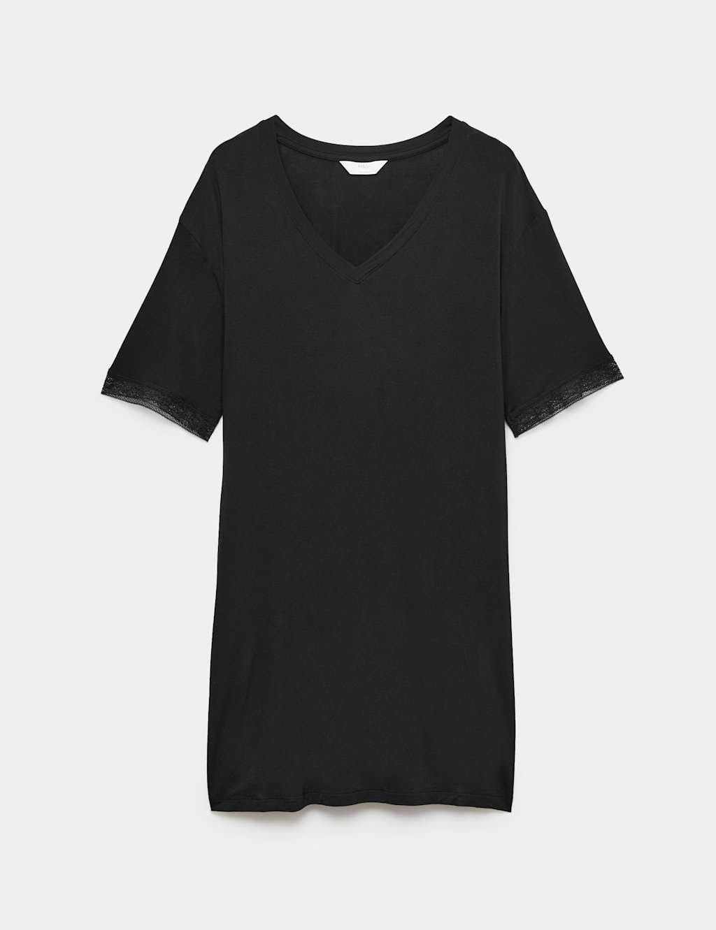 M&S Lace Detail Mini Nightshirt Black