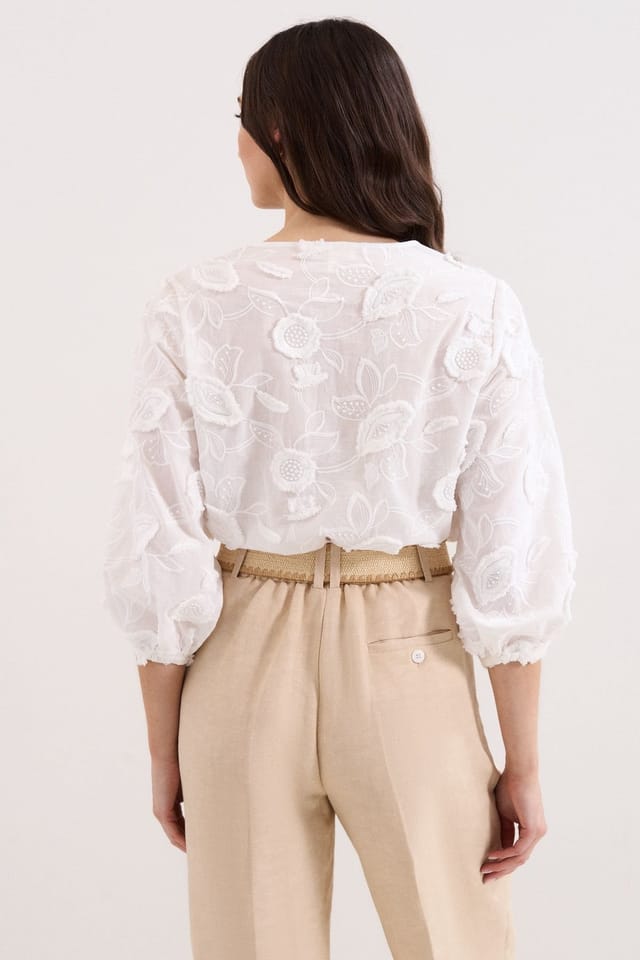Phase Eight Phase Eight Women's Daisy Texture Blouse in White - 3