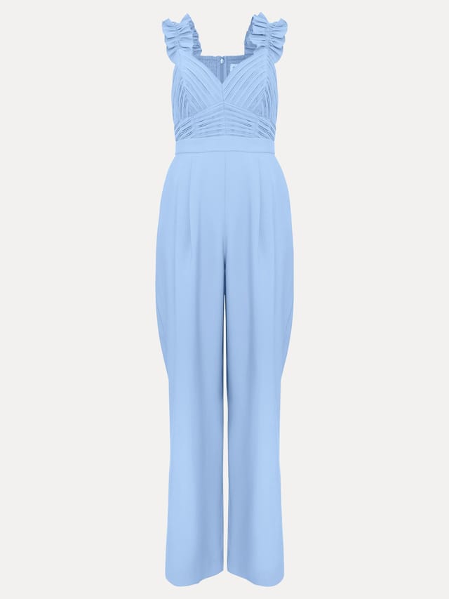Phase Eight Phase Eight Women's Moira Blue Ruffle Sleeve Jumpsuit in Baby Blue - 2
