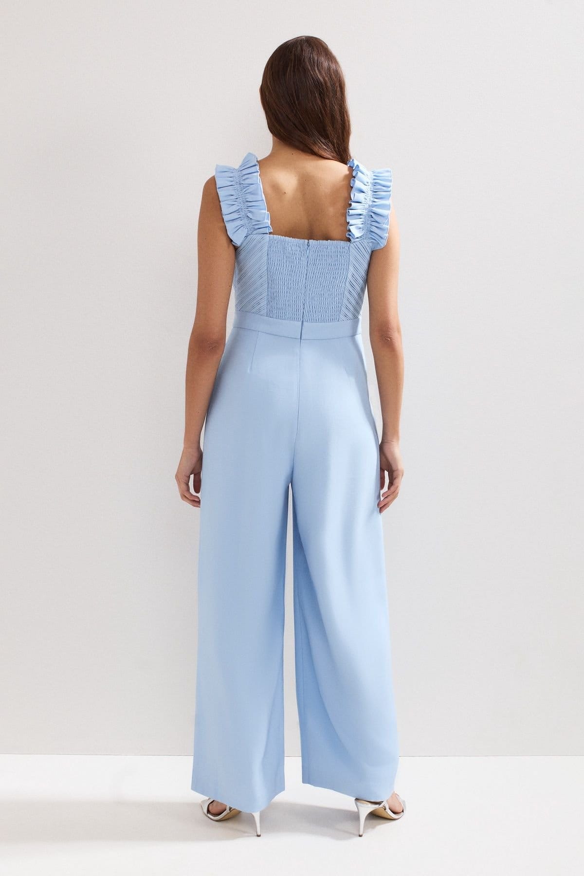 Phase Eight Phase Eight Women's Moira Blue Ruffle Sleeve Jumpsuit in Baby Blue - 4
