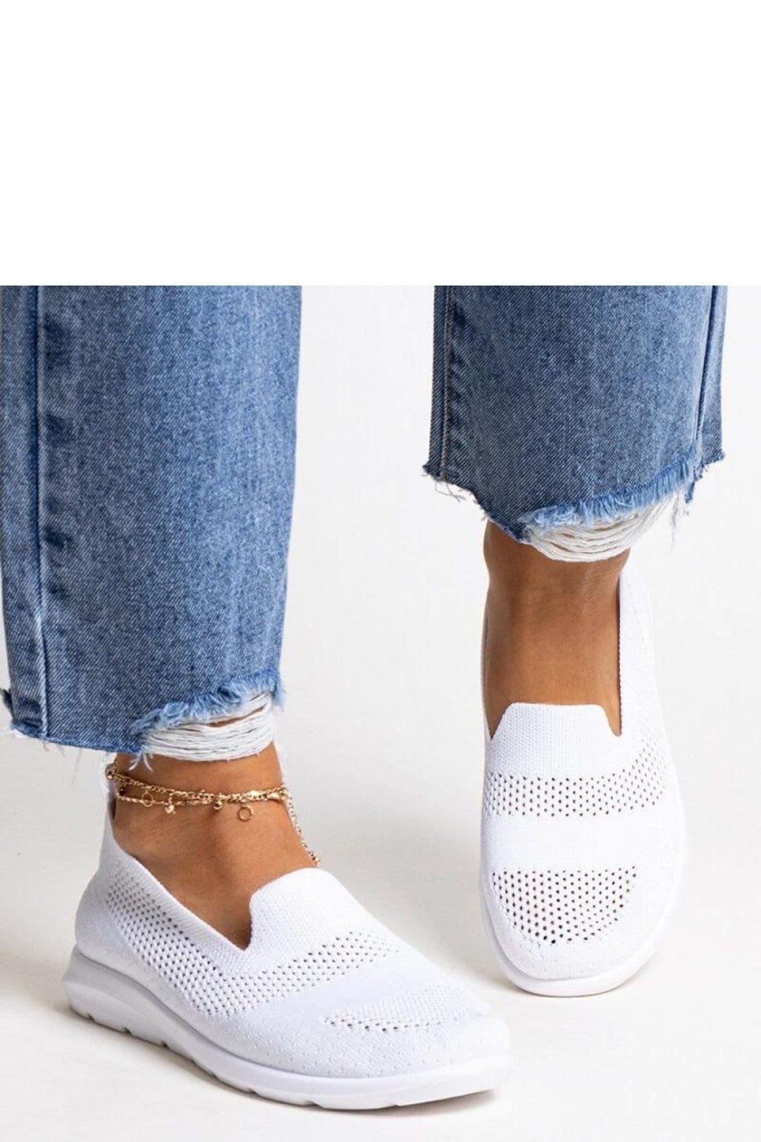Love Lace Love Lace Women's Slip On Sneakers With Foam Sole Low Almond Toe Perforated in White - 4