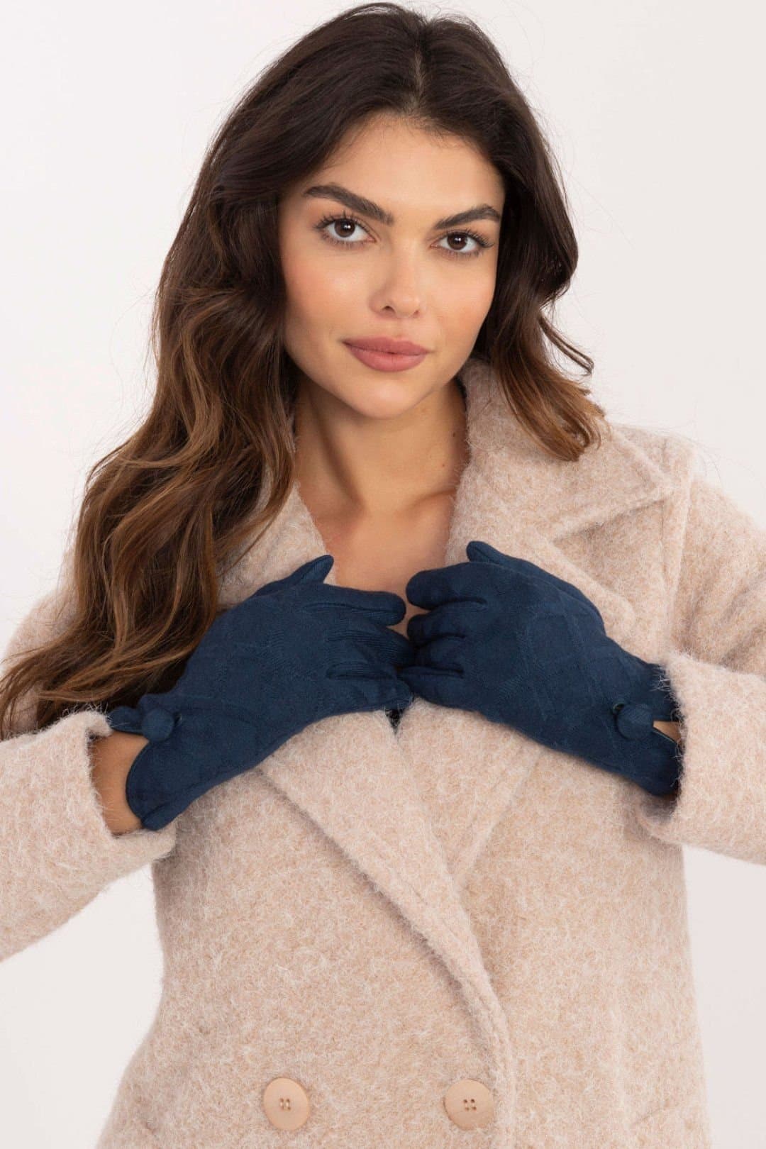 Love Lace Love Lace Women's Elegant Insulated Touchscreen Gloves with Floral Detail Buttons in Blue