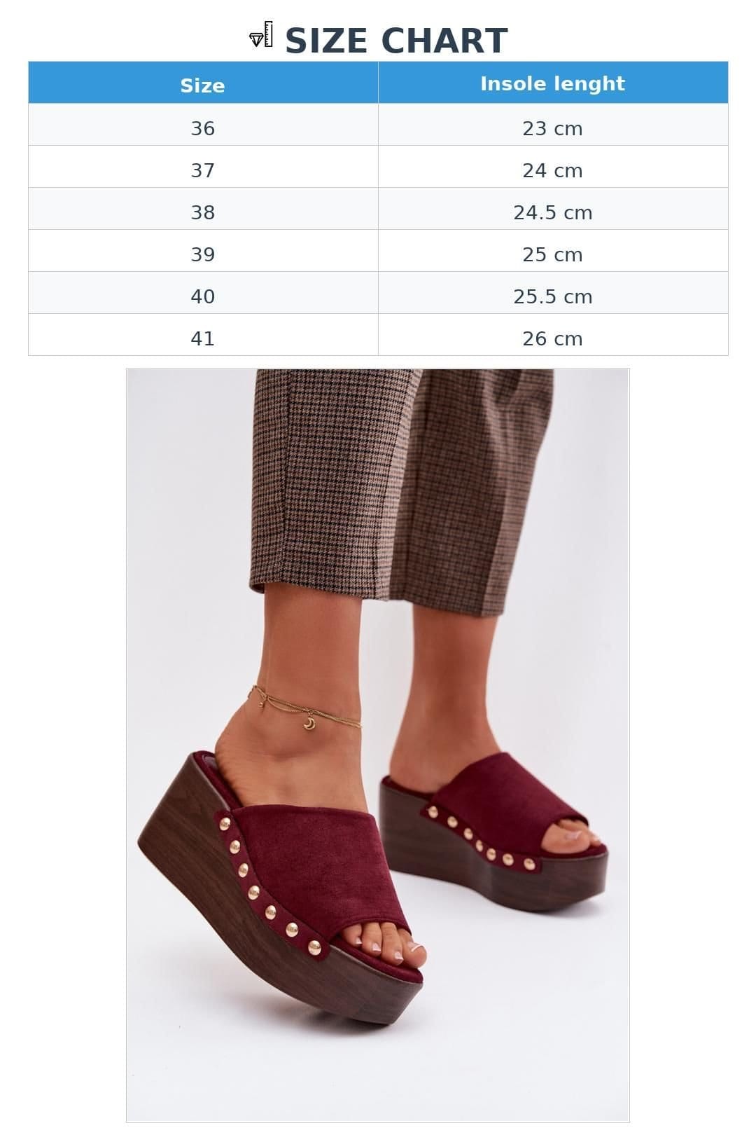 Love Lace Love Lace Women's Suede Wedge Platform Sandals with Golden Side Studs for Day Wear in Red - 4