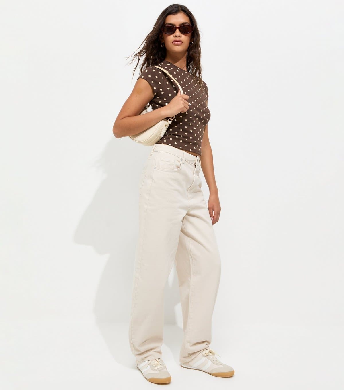 New Look New Look Brown Spot Print Baby Tee T-Shirt