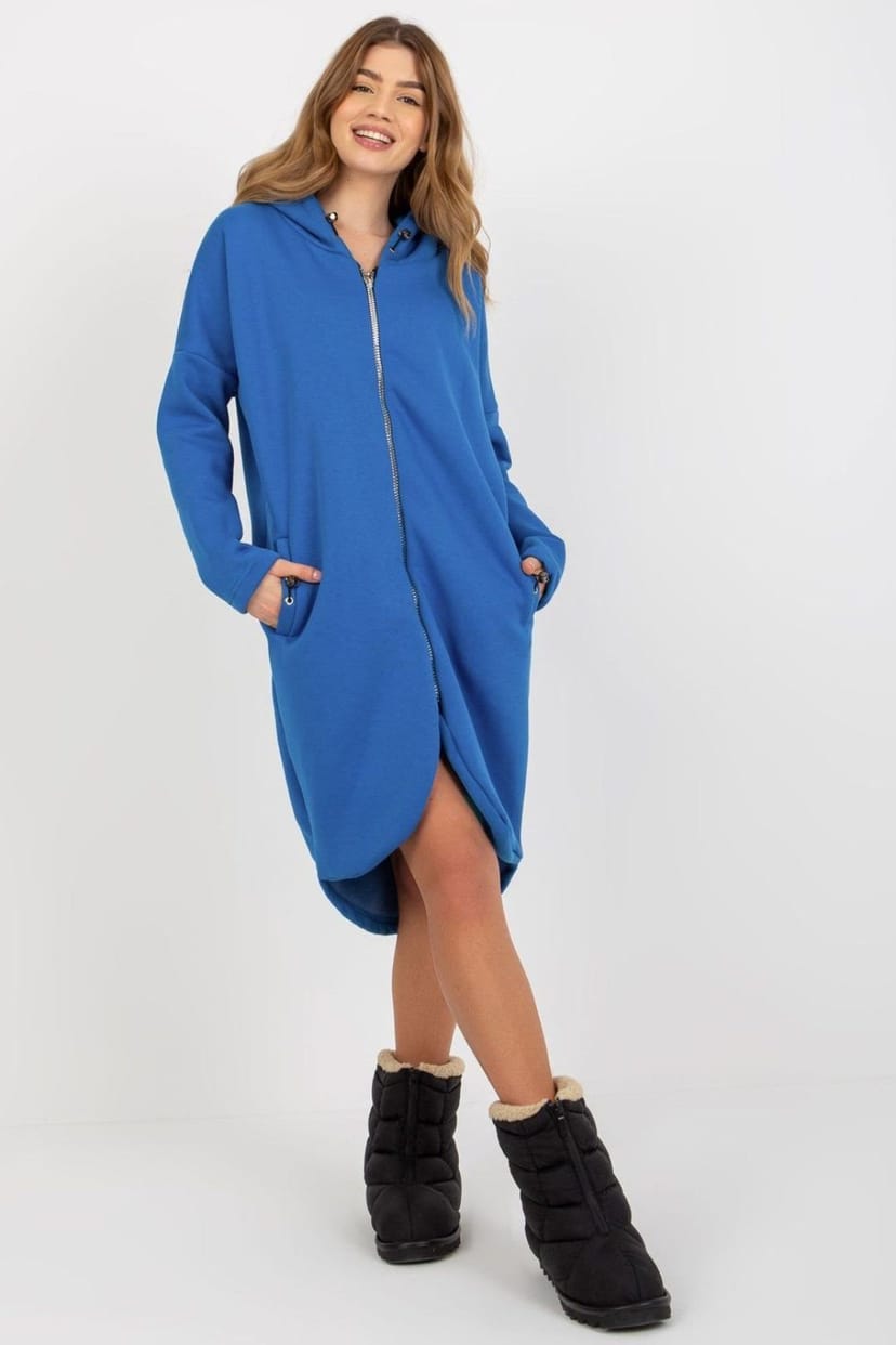 Love Lace Love Lace Women's Zip Hooded Sweatshirt Extended Cut in Blue - 1