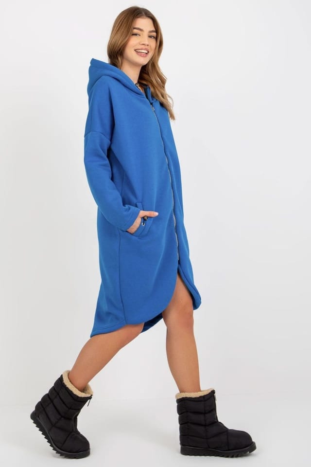 Love Lace Love Lace Women's Zip Hooded Sweatshirt Extended Cut in Blue - 2